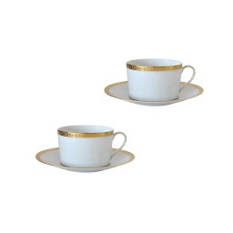 Bernardaud, Athena Gold, Set of 2 tea cups and saucers