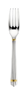 Christofle, Aria cutlery, silver plated with gold ring, Fish fork