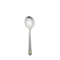 Christofle, Aria cutlery, silver plated with gold ring, Cream soup spoon