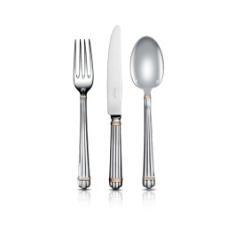 Christofle, Aria cutlery, silver plated with gold ring, Cream soup spoon