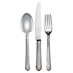 Christofle, Aria cutlery, silver plated with gold ring, Dessert fork