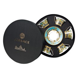 Versace, Prestige Gala Blue, Set of 6 tea cups and saucers