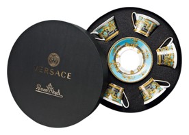 Versace, Prestige Gala Blue, Set of 6 tea cups and saucers