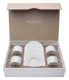 Haviland, Infini white, Set of 4 teacups and saucers