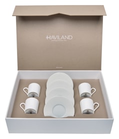 Haviland, Infini white, Set of 4 coffee cups saucers