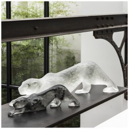 Lalique, Zeila panther sculptures, Small panther sculpture, grey