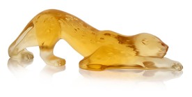 Lalique, Zeila panther sculptures, Small panther sculpture, amber