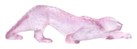 Lalique, Zeila panther sculptures, Large panther sculpture, pink luster