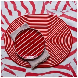 Von Gern Home, Stripe placemats and coasters, Stripe placemat, silver & white