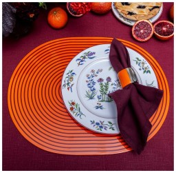 Von Gern Home, Stripe placemats and coasters, Stripe placemat, silver & white