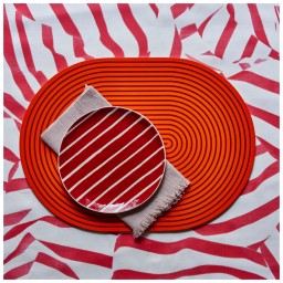 Von Gern Home, Stripe placemats and coasters, Stripe placemat, silver & white