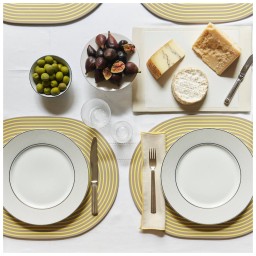 Von Gern Home, Stripe placemats and coasters, Stripe placemat, silver & white