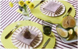 Von Gern Home, Stripe placemats and coasters, Stripe placemat, silver & white