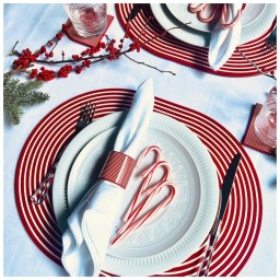 Von Gern Home, Stripe placemats and coasters, Stripe placemat, silver & white