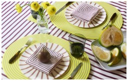 Von Gern Home, Stripe placemats and coasters, Stripe placemat, yellow & gray