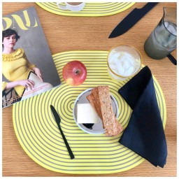 Von Gern Home, Stripe placemats and coasters, Stripe placemat, yellow & gray