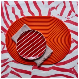 Von Gern Home, Stripe placemats and coasters, Stripe placemat, orange & red stripes