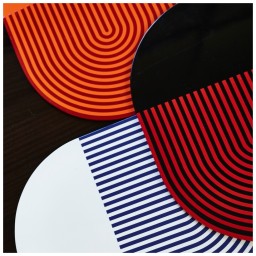 Von Gern Home, Stripe placemats and coasters, Stripes & solids placemat, white & part navy stripes