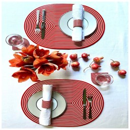 Von Gern Home, Stripe placemats and coasters, Stripe placemat, red & white