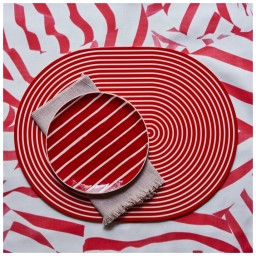 Von Gern Home, Stripe placemats and coasters, Stripe placemat, red & white