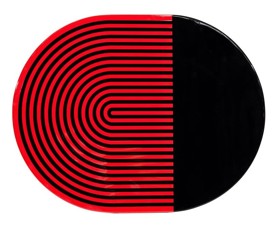 Von Gern Home, Stripe placemats and coasters, Stripes & solids placemat, red &part black stripes