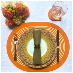 Von Gern Home, Stripe placemats and coasters, Stripe placemat, pumpkin & cream