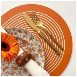 Von Gern Home, Stripe placemats and coasters, Stripe placemat, pumpkin & cream