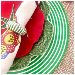 Von Gern Home, Stripe placemats and coasters, Round stripe placemat, green & white