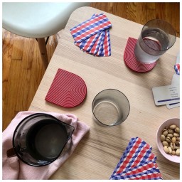 Von Gern Home, Stripe placemats and coasters, Set of 4 stripe coasters, navy & white stripes