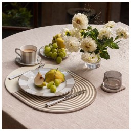 Von Gern Home, Stripe placemats and coasters, Set of 4 stripe coasters, grey & yellow