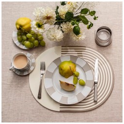 Von Gern Home, Stripe placemats and coasters, Set of 4 stripe coasters, grey & yellow