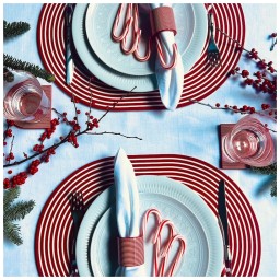 Von Gern Home, Stripe placemats and coasters, Set of 4 stripe coasters, turquoise & silver stripes