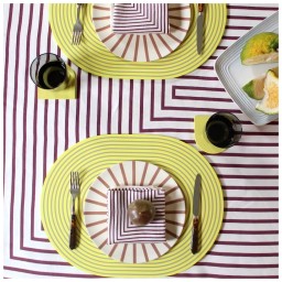 Von Gern Home, Stripe placemats and coasters, Set of 4 stripe coasters, turquoise & silver stripes