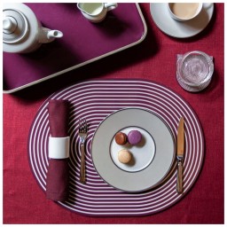 Von Gern Home, Stripe placemats and coasters, Set of 4 stripe coasters, turquoise & silver stripes