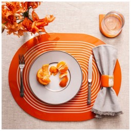 Von Gern Home, Stripe placemats and coasters, Set of 4 stripe coasters, pumpkin & cream