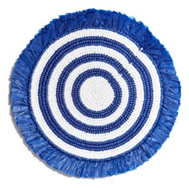 Von Gern Home, Woven, Fringe placemat, navy & white