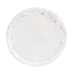 Von Gern Home, Woven, Fringe placemat, white