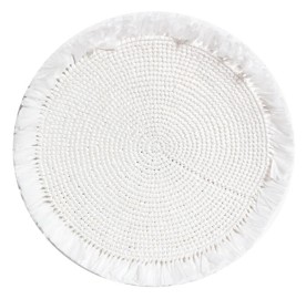 Von Gern Home, Woven, Fringe placemat, white