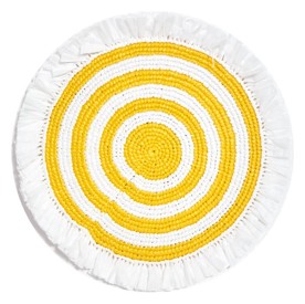 Von Gern Home, Woven, Fringe placemat, white & canary yellow