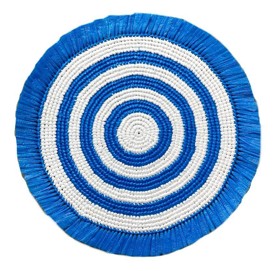 Von Gern Home, Woven, Fringe placemat, blue & white