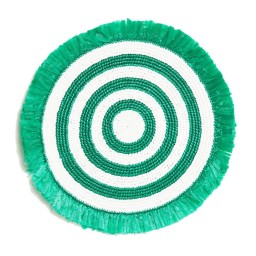 Von Gern Home, Woven, Fringe placemat, green & white