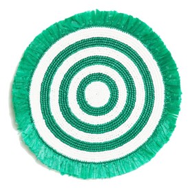 Von Gern Home, Woven, Fringe placemat, green & white