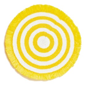 Von Gern Home, Woven, Fringe placemat, yellow & white