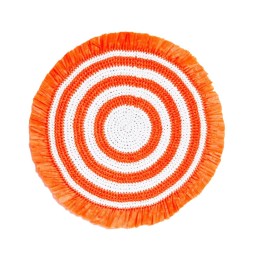 Von Gern Home, Woven, Fringe placemat, orange & white