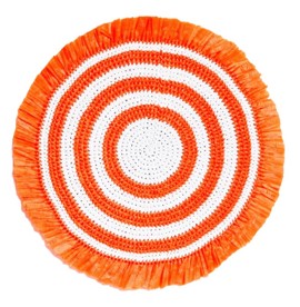 Von Gern Home, Woven, Fringe placemat, orange & white