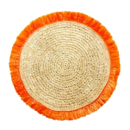 Von Gern Home, Woven, Rattan fringe placemat, orange