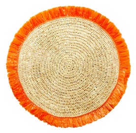 Von Gern Home, Woven, Rattan fringe placemat, orange