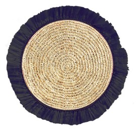 Von Gern Home, Woven, Rattan fringe placemat, black