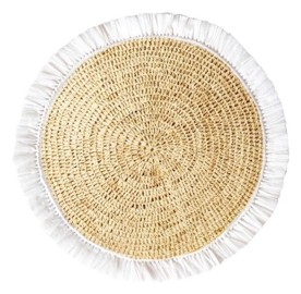 Von Gern Home, Woven, Rattan fringe placemat, white