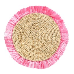 Von Gern Home, Woven, Rattan fringe placemat, pink